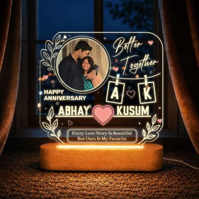 Personalized Anniversary Theme Photo Lamp for Couples Gift for Husband Wife, Anniversary, Valentine’s Day & Wedding Gift Warm White Lamp